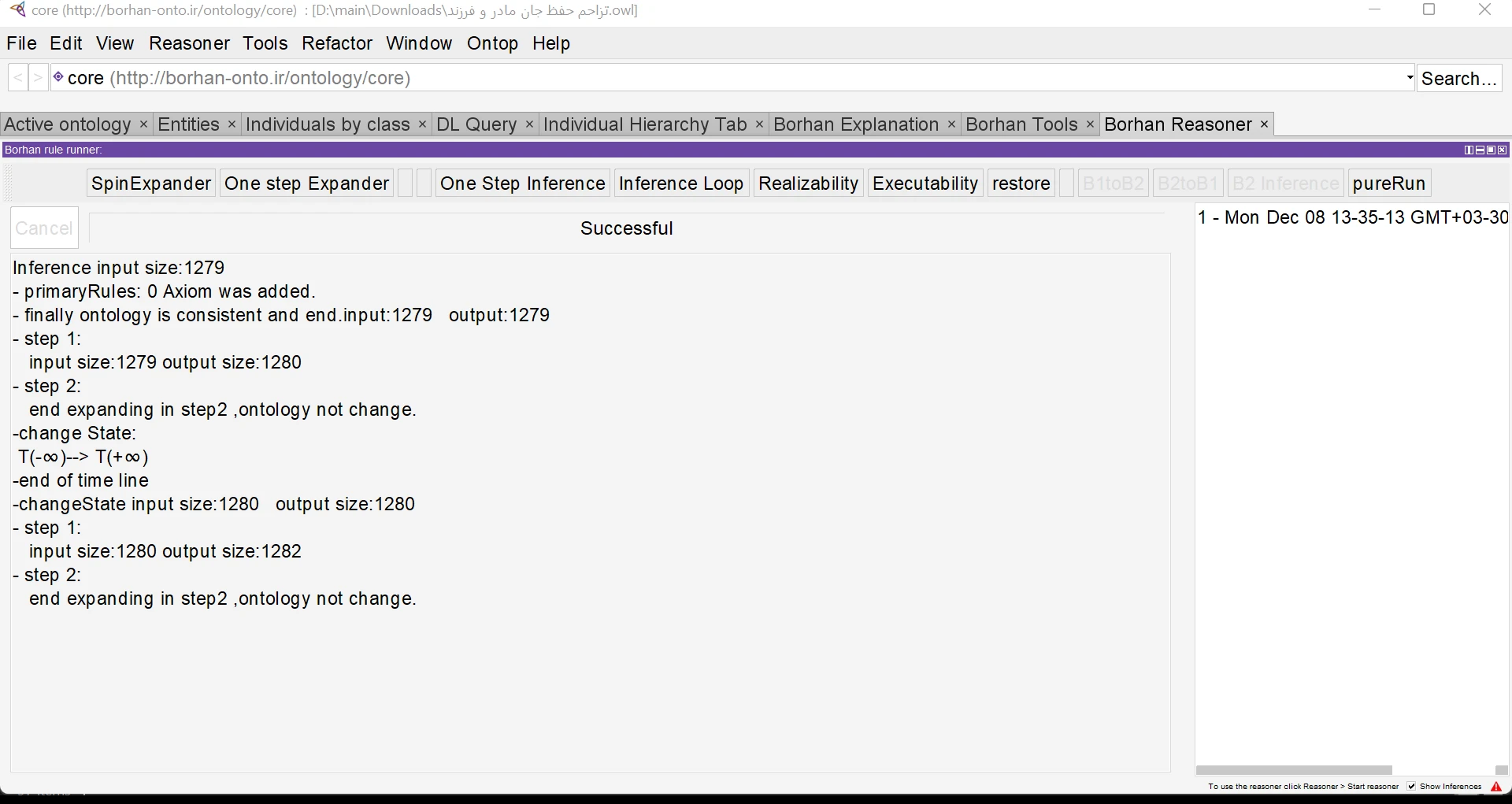 Borhan Reasoner Plugin for Protégé